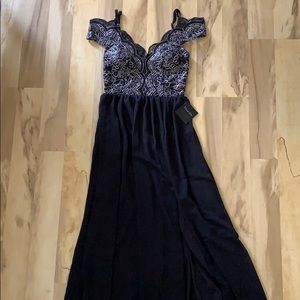 Off the Shoulder Embroidered Maxi Dress